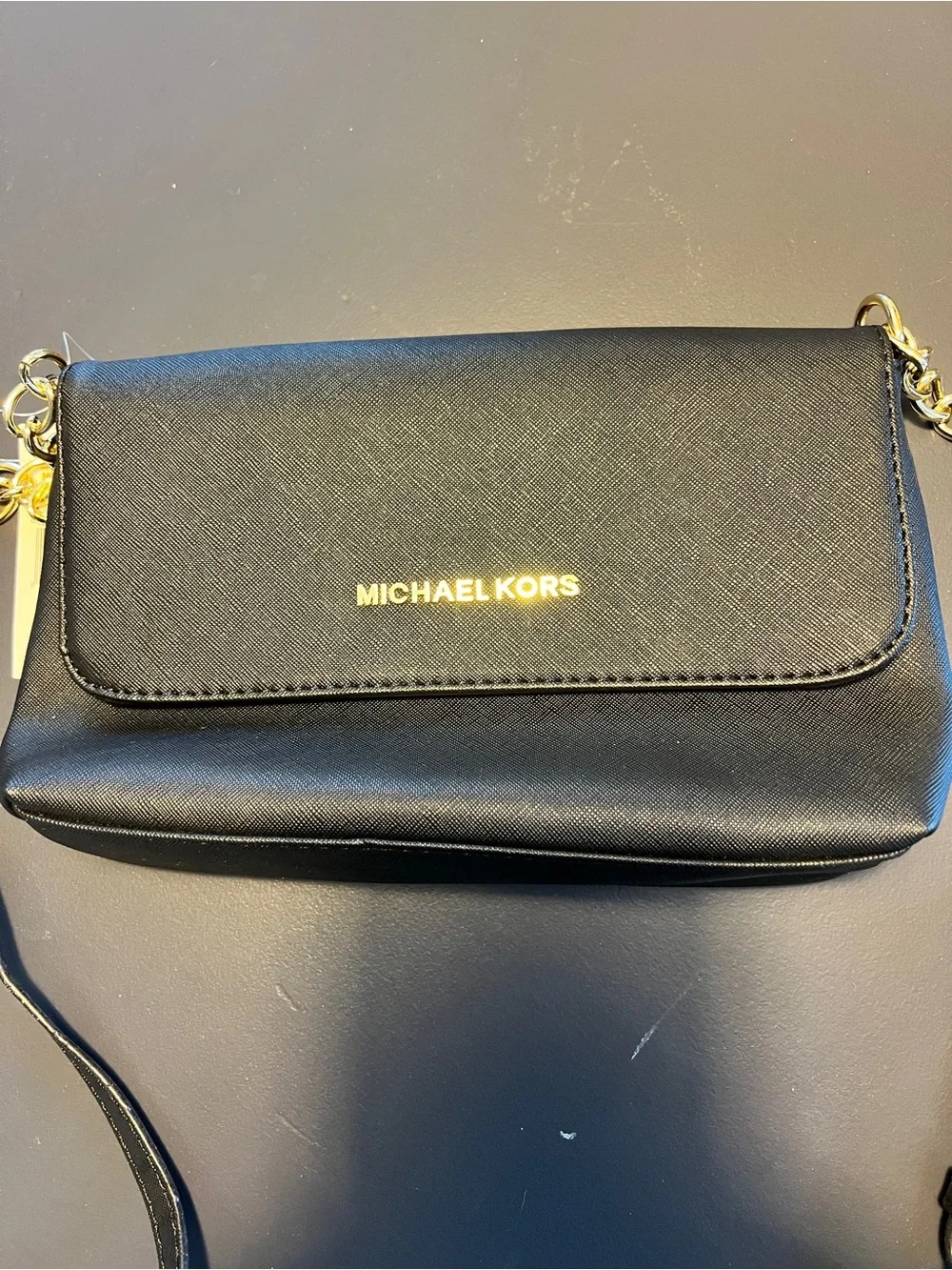 Michael Kors Jet Set Small Saffiano Pouchette with Gold Logo